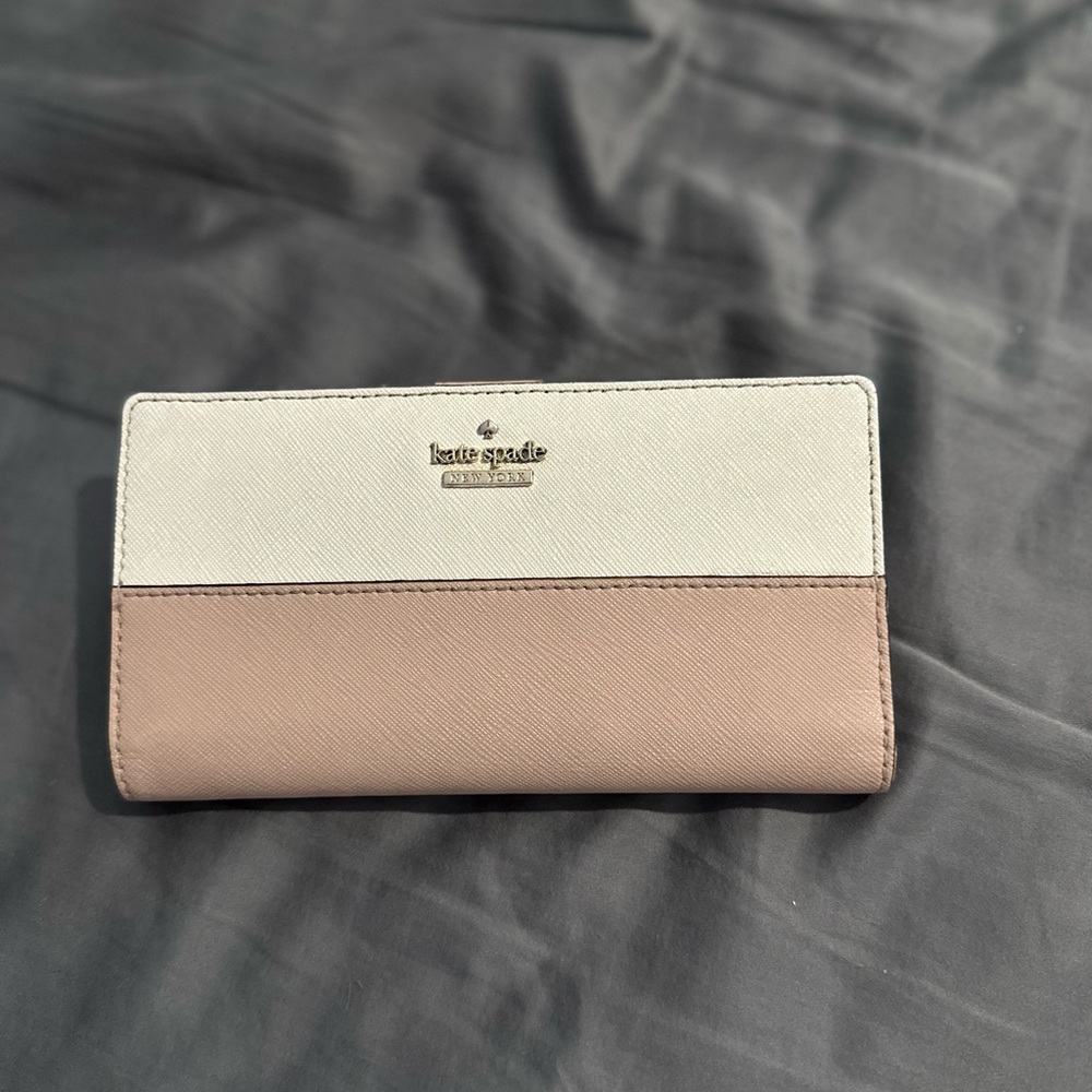 Used Kate Spade Slim Wallet - pink and white color